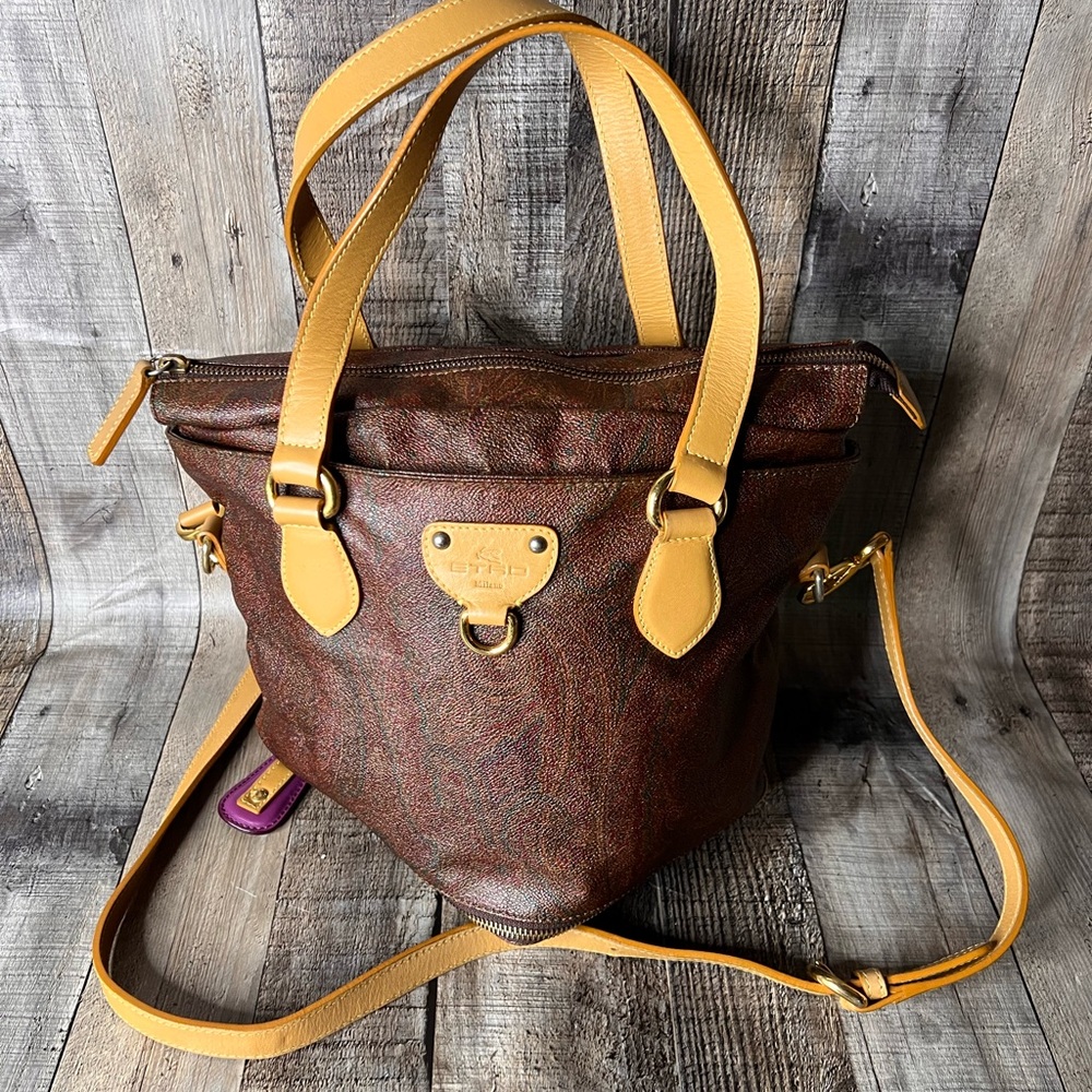 Etro Leather Tote Crossbody Bag